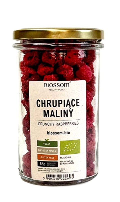 MALINY LIOFILIZOWANE CHRUPIĄCE BEZGLUTENOWE BIO 55 g - BIOSSOM BIOSSOM (przekąski)