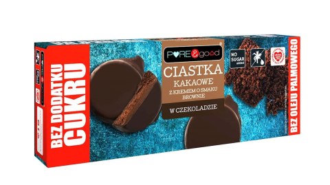 CIASTKA KAKAOWE Z KREMEM O SMAKU BROWNIE W CZEKOLADZIE DESEROWEJ BEZ DODATKU CUKRU 128 g - PURE&GOOD PURE&GOOD (czekolady, ciastka, przetwory)