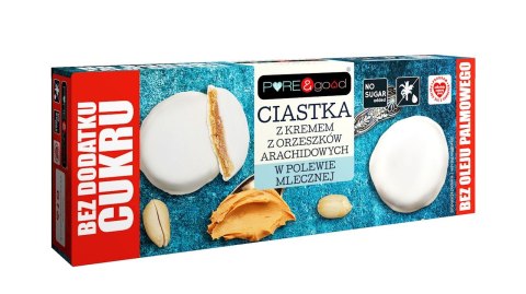 CIASTKA Z KREMEM Z ORZESZKÓW ZIEMNYCH W POLEWIE MLECZNEJ BEZ DODATKU CUKRU 128 g - PURE&GOOD PURE&GOOD (czekolady, ciastka, przetwory)