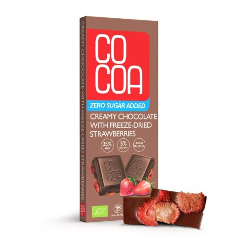 CZEKOLADA CREAMY Z TRUSKAWKAMI BEZ DODATKU CUKRU BIO 40 g - COCOA COCOA (czekolady i bakalie w surowej czekoladzie)