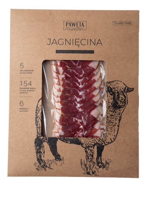 JAGNIĘCINA DOJRZEWAJĄCA PLASTRY BEZGLUTENOWA 50 g - PAWĘTA PAWĘTA (szynki dojrzewające)