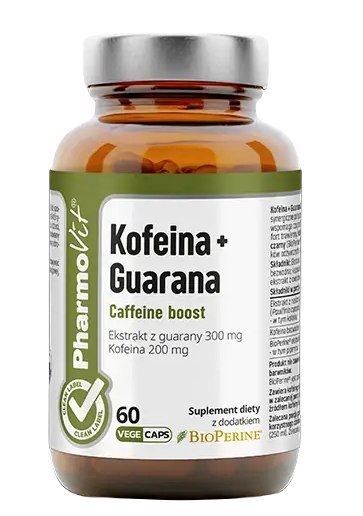 KOFEINA + GUARANA BEZGLUTENOWE 60 KAPSUŁEK - PHARMOVIT (CLEAN LABEL) PHARMOVIT (suplementy diety)