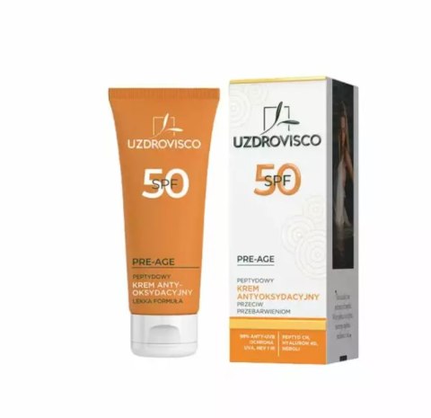 KREM DO TWARZY ANTYOKSYDACYJNY PEPTYDOWY PRZECIW PRZEBARWIENIOM SPF 50 50 ml - UZDROVISCO (PRE-AGE) UZDROVISCO (kosmetyki)