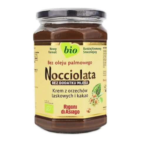 KREM Z ORZECHÓW LASKOWYCH I KAKAO BEZ DODATKU MLEKA BEZGLUTENOWY BIO 650 g - RIGONI DI ASIAGO (NOCCIOLATA) RIGONI DI ASIAGO (kremy z orzechów laskowych,musy)