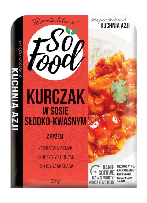 KURCZAK Z RYŻEM W SOSIE SŁODKO - KWAŚNYM 330 g - SO FOOD SO FOOD (dania gotowe)