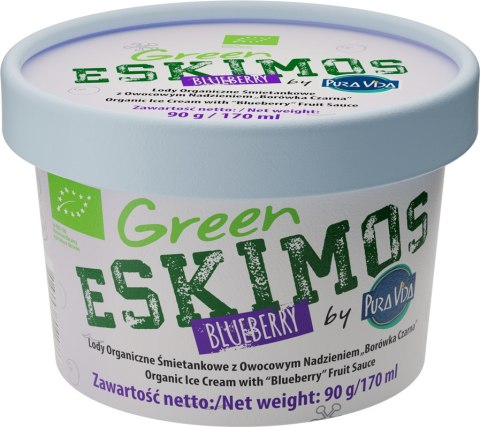 LODY ŚMIETANKOWE Z SOSEM BORÓWKOWYM W KUBKU BIO 170 ml - GREEN ESKIMOS