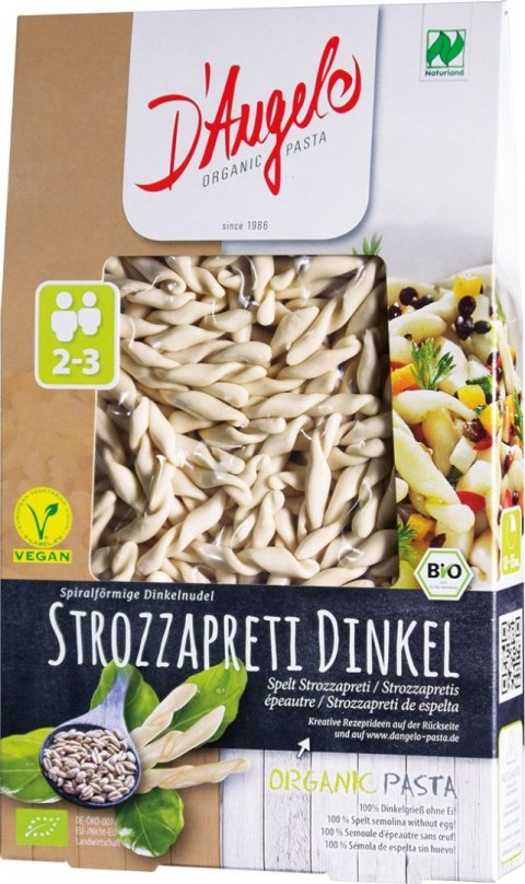 MAKARON (ORKISZOWY) STROZZAPRETI BIO 250 g - D`ANGELO D'ANGELO (tortellini, makarony)