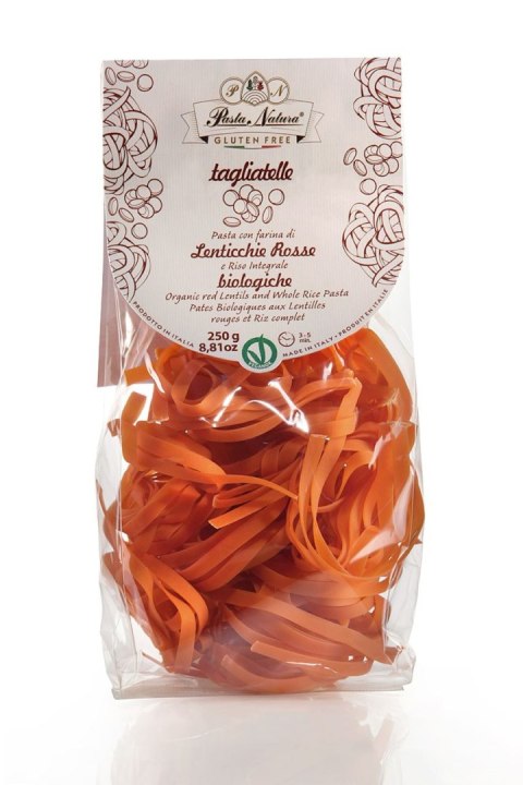 MAKARON (Z SOCZEWICY CZERWONEJ I BRĄZOWEGO RYŻU) TAGLIATELLE BEZGLUTENOWY BIO 250 g - PASTA NATURA PASTA NATURA (makarony bezglutenowe)