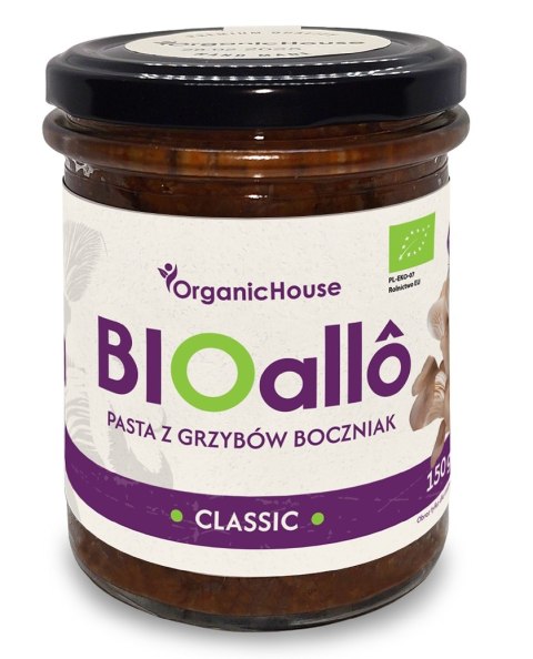 BIOALLO CLASSIC - PASTA Z GRZYBÓW BOCZNIAK BEZGLUTENOWA BIO 180 g - ORGANICHOUSE ORGANICHOUSE (bionelki, daktyle, kremy daktylowe)