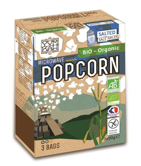 POPCORN Z SOLĄ DO PRZYGOTOWANIA W MIKROFALÓWCE BEZGLUTENOWY BIO (3 x 90 g) 270 g - NATAIS NATAIS (popcorn do mikrofali)