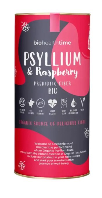 PSYLLIUM - BŁONNIK WITALNY Z MALINAMI BIO 300 g - BIO HEALTH TIME BIO HEALTH TIME (błonnik witalny)