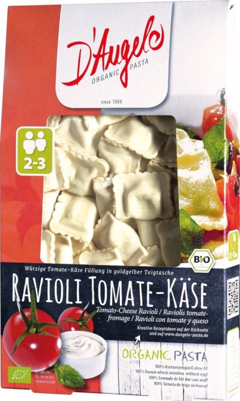 RAVIOLI Z POMIDORAMI I SEREM RICOTTA BIO 250 g - D`ANGELO D'ANGELO (tortellini, makarony)