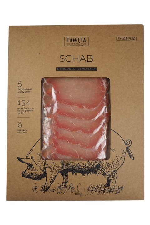 SCHAB DOJRZEWAJĄCY PLASTRY BEZGLUTENOWY 50 g - PAWĘTA PAWĘTA (szynki dojrzewające)