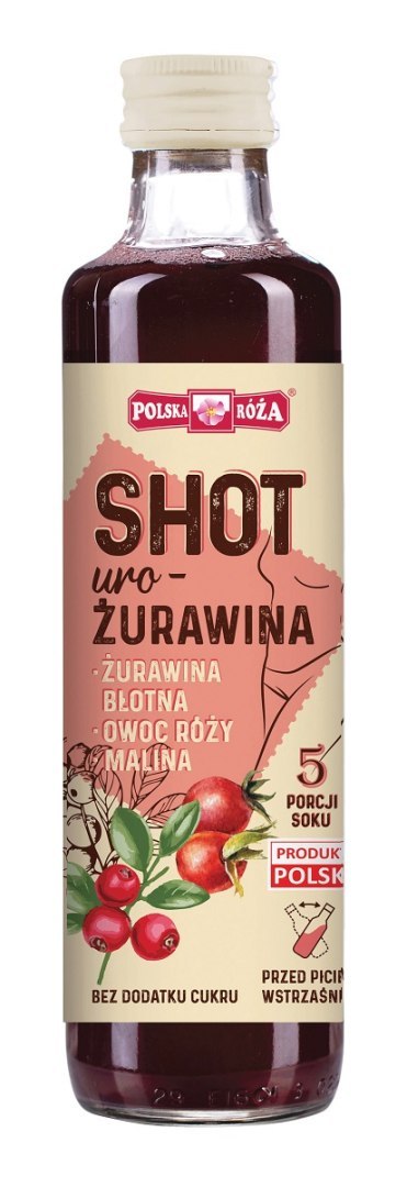 SHOT URO-ŻURAWINA BEZ DODATKU CUKRÓW 250 ml - POLSKA RÓŻA POLSKA RÓŻA (soki owocowe, syropy, shoty)