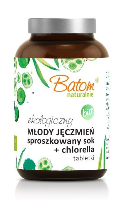 SOK Z MŁODEGO JĘCZMIENIA SPROSZKOWANY + CHLORELLA BIO 240 TABLETEK - BATOM BATOM (oleje, soki, sole kąpielowe)