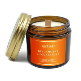 ŚWIECA SOJOWA ZAPACHOWA Z DREWNIANYM KNOTEM BERGAMOTKA Z POMARAŃCZĄ 120 ml - YOUR CANDLE YOUR CANDLE (świece, olejki eteryczne)