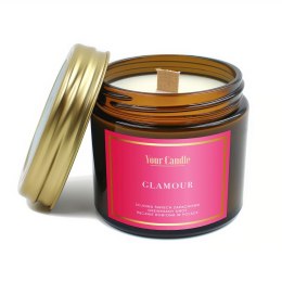 ŚWIECA SOJOWA ZAPACHOWA Z DREWNIANYM KNOTEM GLAMOUR 120 ml - YOUR CANDLE YOUR CANDLE (świece, olejki eteryczne)