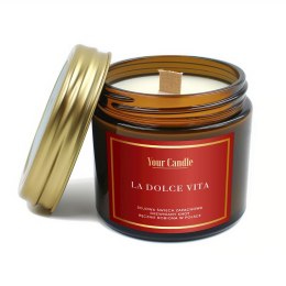 ŚWIECA SOJOWA ZAPACHOWA Z DREWNIANYM KNOTEM LA DOLCE VITA 120 ml - YOUR CANDLE YOUR CANDLE (świece, olejki eteryczne)