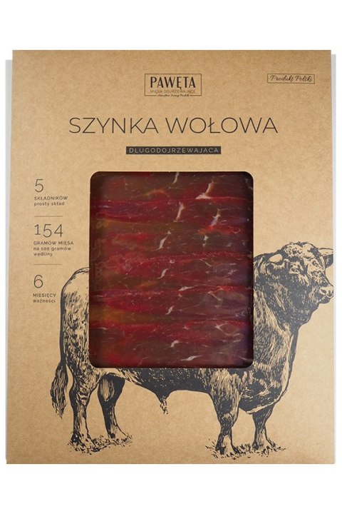 SZYNKA WOŁOWA DOJRZEWAJĄCA PLASTRY BEZGLUTENOWA 50 g - PAWĘTA PAWĘTA (szynki dojrzewające)