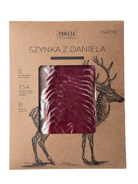 SZYNKA Z DANIELA DOJRZEWAJĄCA PLASTRY BEZGLUTENOWA 50 g - PAWĘTA PAWĘTA (szynki dojrzewające)