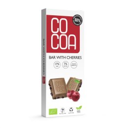 TABLICZKA Z WIŚNIAMI 60 % MNIEJ CUKRU BIO 40 g - COCOA COCOA (czekolady i bakalie w surowej czekoladzie)