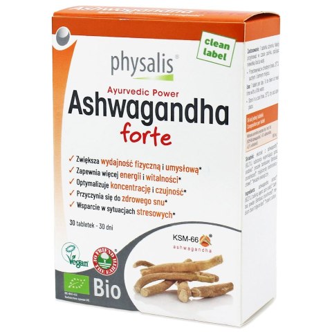 ASHWAGANDHA FORTE BIO 30 TABLETEK - PHYSALIS PHYSALIS (olejki eteryczne, suplementy)