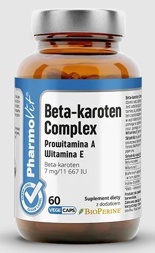 BETA-KAROTEN COMPLEX BEZGLUTENOWY 60 KAPSUŁEK - PHARMOVIT (CLEAN LABEL) PHARMOVIT (suplementy diety)