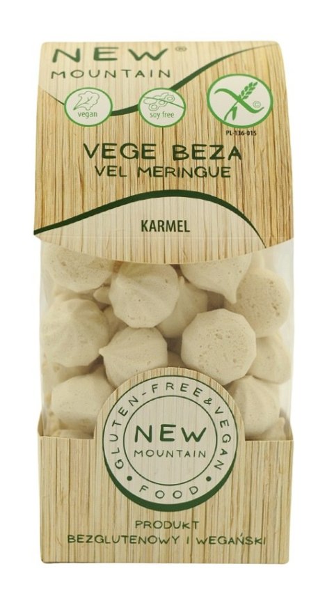 BEZY WEGAŃSKIE KARMELOWE BEZGLUTENOWE 50 g - NEW MOUNTAIN NEW MOUTAIN (bezglutenowe-ciastka,bezy,paluchy)