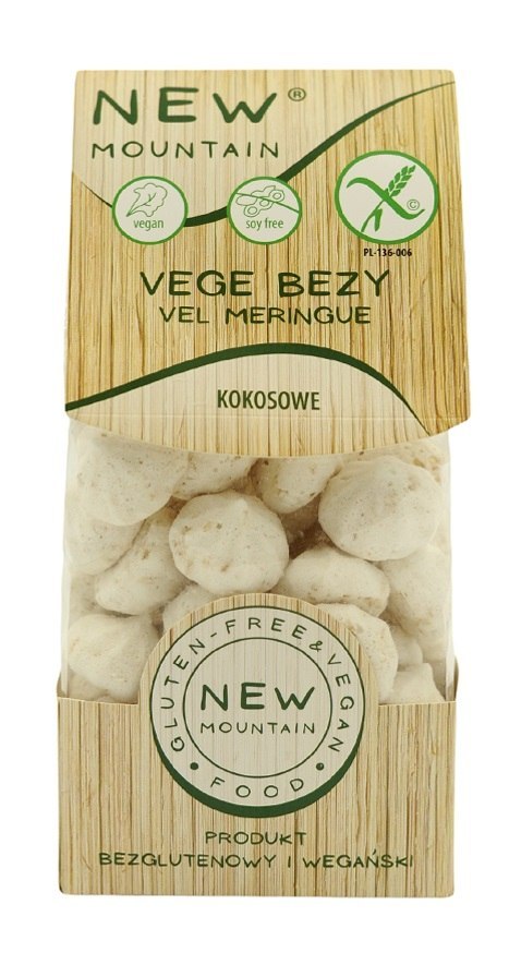 BEZY WEGAŃSKIE KOKOSOWE BEZGLUTENOWE 70 g - NEW MOUNTAIN NEW MOUTAIN (bezglutenowe-ciastka,bezy,paluchy)