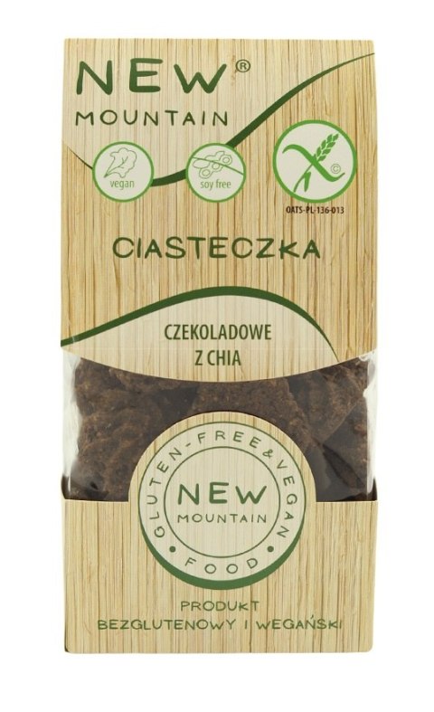 CIASTKA OWSIANO - CZEKOLADOWE Z CHIA BEZGLUTENOWE 200 g - NEW MOUNTAIN NEW MOUTAIN (bezglutenowe-ciastka,bezy,paluchy)