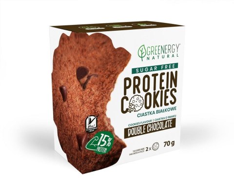 CIASTKA PROTEINOWE PODWÓJNIE CZEKOLADOWE BEZ CUKRU (2 x 35 g) 70 g - GREENERGY GREENERGY (chipsy, przekąski)