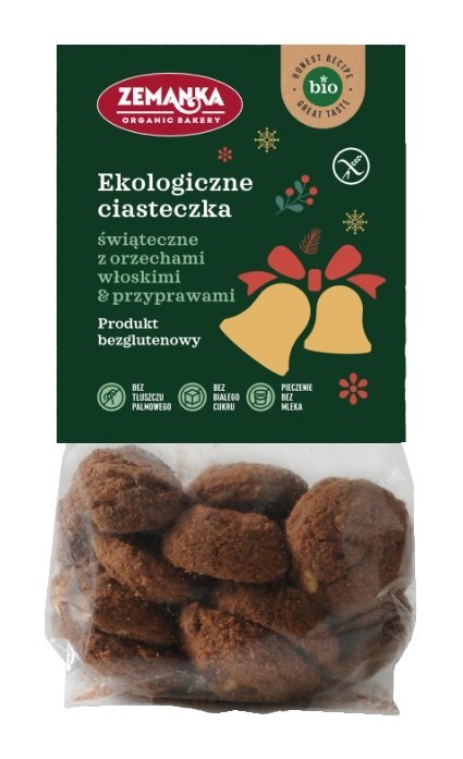 CIASTKA ŚWIĄTECZNE Z ORZECHAMI WŁOSKIMI I PRZYPRAWAMI KORZENNYMI BEZGLUTENOWE BIO 100 g - ZEMANKA (PRODUKT SEZONOWY) ZEMANKA (ciastka)