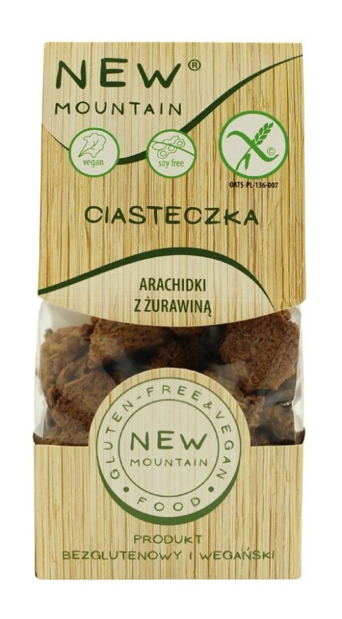 CIASTKA Z ORZESZKÓW ZIEMNYCH Z ŻURAWINĄ BEZGLUTENOWE 220 g - NEW MOUNTAIN NEW MOUTAIN (bezglutenowe-ciastka,bezy,paluchy)