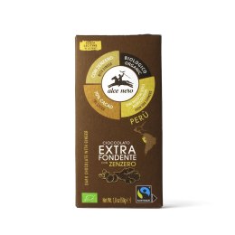 CZEKOLADA GORZKA Z IMBIREM FAIR TRADE BEZGLUTENOWA BIO 50 g - ALCE NERO ALCE NERO (włoskie produkty)