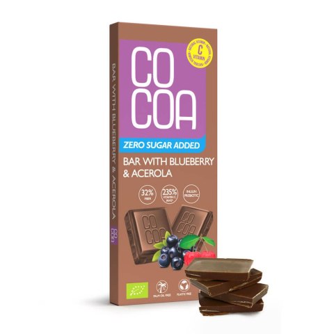 CZEKOLADA JAGODOWA Z WITAMINĄ C Z ACEROLI BEZ DODATKU CUKRU BIO 40 g - COCOA COCOA (czekolady i bakalie w surowej czekoladzie)