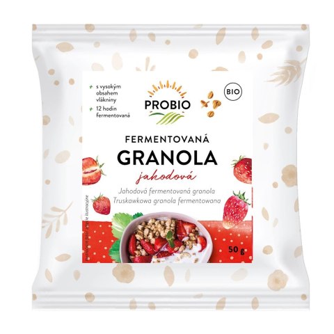 GRANOLA TRUSKAWKOWA FERMENTOWANA BIO 50 g - PROBIO PROBIO (mieszanki do wypieków, mąki)