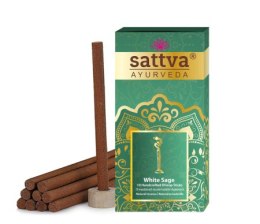 KADZIDEŁKA INDYJSKIE SŁUPKOWE BIAŁA SZAŁWIA (10 szt.) 20 g - SATTVA (AYURVEDA) SATTVA (kadzidła, kosmetyki)