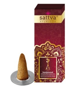 KADZIDEŁKA INDYJSKIE STOŻKOWE SANDAŁOWE (10 szt.) 20 g - SATTVA (AYURVEDA) SATTVA (kadzidła, kosmetyki)