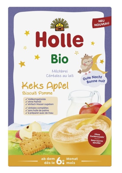 KASZKA ZBOŻOWA MLECZNA CIASTECZKOWO - JABŁKOWA BEZ DODATKU CUKRÓW OD 6 MIESIĄCA BIO 250 g - HOLLE HOLLE (żywność dla niemowląt)