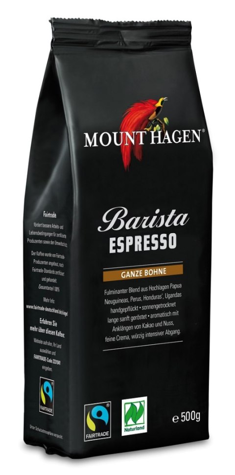 KAWA ZIARNISTA ARABICA/ROBUSTA BARISTA ESPRESSO FAIR TRADE BIO 500 g - MOUNT HAGEN MOUNT HAGEN (kawy)