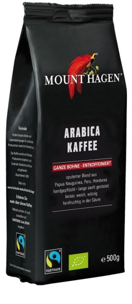 KAWA ZIARNISTA BEZKOFEINOWA ARABICA 100 % FAIR TRADE BIO 500 g - MOUNT HAGEN MOUNT HAGEN (kawy)