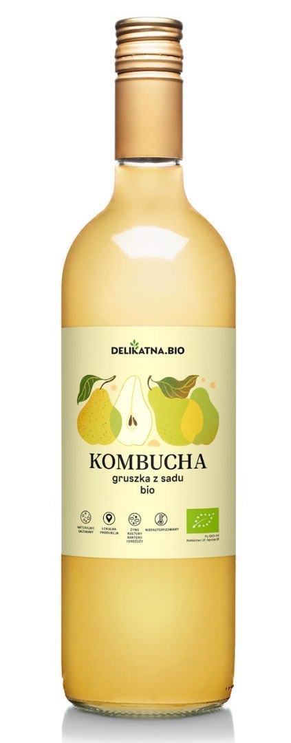 KOMBUCHA GRUSZKOWA BIO 750 ml - DELIKATNA DELIKATNA (kombucha, kimchi, zakwas)