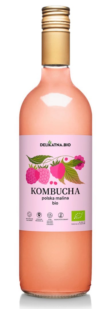 KOMBUCHA MALINOWA BIO 750 ml - DELIKATNA DELIKATNA (kombucha, kimchi, zakwas)