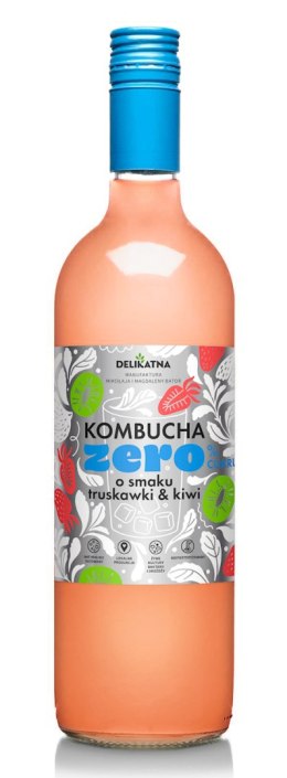 KOMBUCHA O SMAKU TRUSKAWKI I KIWI ZERO % CUKRU 700 ml - DELIKATNA DELIKATNA (kombucha, kimchi, zakwas)