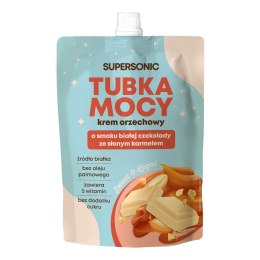 KREM ORZECHOWY TUBKA MOCY O SMAKU BIAŁEJ CZEKOLADY ZE SŁONYM KARMELEM 50 g - SUPERSONIC SUPERSONIC (kremy orzechowe)