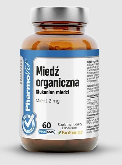 MIEDŹ ORGANICZNA (2 mg) BEZGLUTENOWA 60 KAPSUŁEK - PHARMOVIT (CLEAN LABEL) PHARMOVIT (suplementy diety)