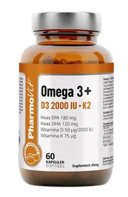 OMEGA 3 + WITAMINY D3 + K2 BEZGLUTENOWE 60 KAPSUŁEK - PHARMOVIT (CLEAN LABEL) PHARMOVIT (suplementy diety)