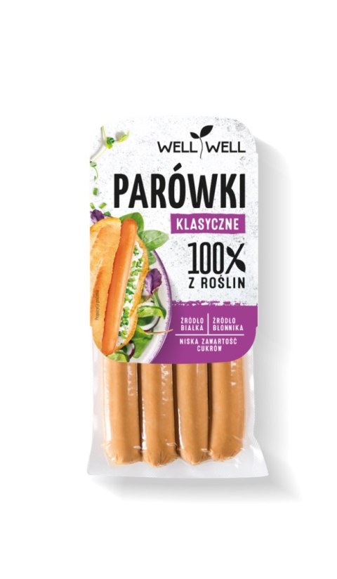 PARÓWKI ROŚLINNE KLASYCZNE 200 g - WELL WELL WELL WELL (tofu, wędliny, pasty)