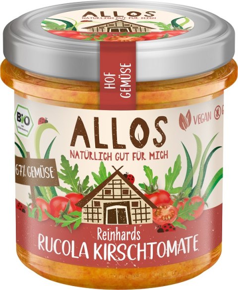 PASTA WARZYWNA Z POMIDORAMI CHERRY I RUKOLĄ BEZGLUTENOWA BIO 135 g - ALLOS ALLOS (musy, musli, chałwa, syrop z agawy)