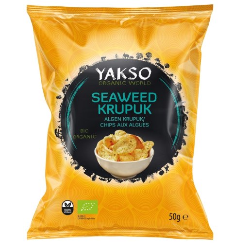 PRAŻYNKI Z ALGAMI WAKAME (KRUPUK) BIO 50 g - YAKSO YAKSO (sosy sojowe, prażynki)